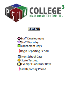 District School Academic Calendar Legend for Lyndon B Johnson Junior High