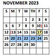 District School Academic Calendar for Yzaguirre Middle School for November 2023