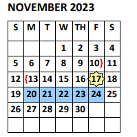 District School Academic Calendar for Daniel Ramirez Elementary for November 2023