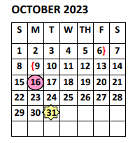 District School Academic Calendar for Ford Elementary for October 2023