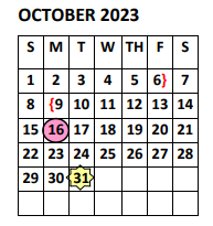 District School Academic Calendar for Geraldine Palmer Elementary for October 2023