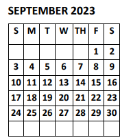 District School Academic Calendar for Gus Guerra Elementary for September 2023