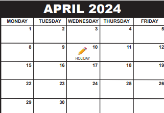 District School Academic Calendar for Pleasant City Elementary School for April 2024