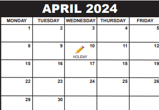 District School Academic Calendar for Jupiter Elementary School for April 2024