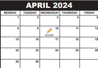 District School Academic Calendar for Berkshire Elementary School for April 2024