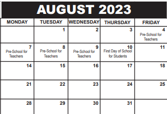 District School Academic Calendar for Loxahatchee Groves Elementary for August 2023