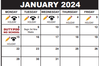 District School Academic Calendar for Jupiter Elementary School for January 2024