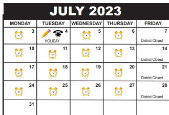 District School Academic Calendar for Glades Central High School for July 2023