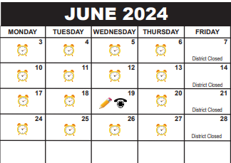 District School Academic Calendar for Alternative Program North for June 2024