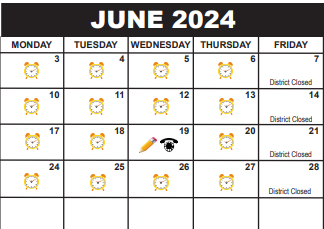 District School Academic Calendar for Teen Parent Program - Pk for June 2024