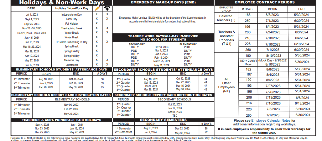 District School Academic Calendar Key for Everglades Preparatory Academy