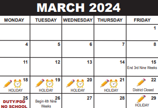 District School Academic Calendar for Palm Beach Gardens High Adult Education Center for March 2024