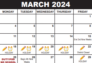 District School Academic Calendar for Jupiter Elementary School for March 2024