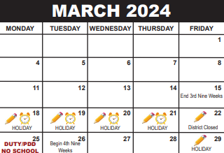 District School Academic Calendar for Palm Beach County Jail for March 2024