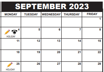 District School Academic Calendar for Rolling Green Elementary School for September 2023