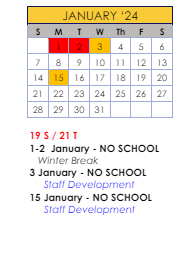 District School Academic Calendar for Ideal Alternative Ed Program for January 2024