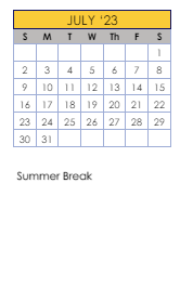 District School Academic Calendar for Ideal Alternative Ed Program for July 2023