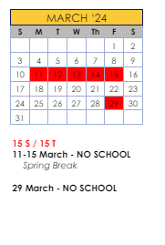 District School Academic Calendar for Ideal Alternative Ed Program for March 2024