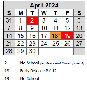 District School Academic Calendar for Highcroft Ridge ELEM. for April 2024