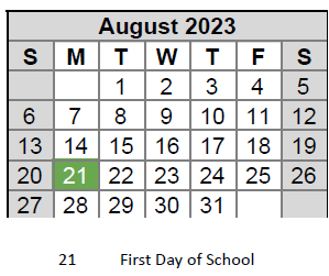 District School Academic Calendar for Highcroft Ridge ELEM. for August 2023