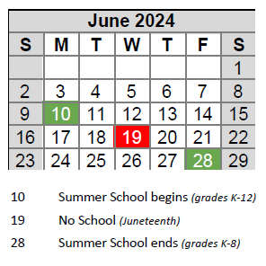 District School Academic Calendar for Highcroft Ridge ELEM. for June 2024
