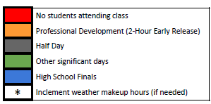 District School Academic Calendar Legend for Highcroft Ridge ELEM.
