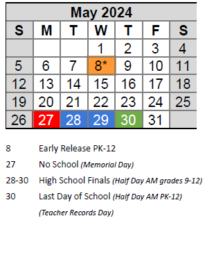 District School Academic Calendar for Highcroft Ridge ELEM. for May 2024