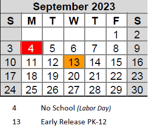 District School Academic Calendar for Highcroft Ridge ELEM. for September 2023