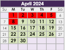 District School Academic Calendar for Dag Hammarskjold Elementary School for April 2024