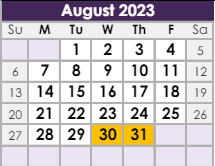 District School Academic Calendar for Dag Hammarskjold Elementary School for August 2023