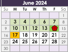 District School Academic Calendar for Dag Hammarskjold Elementary School for June 2024