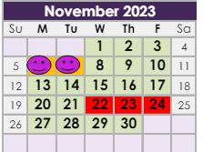 District School Academic Calendar for Dag Hammarskjold Elementary School for November 2023