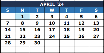 District School Academic Calendar for Apex Alternative Ed for April 2024
