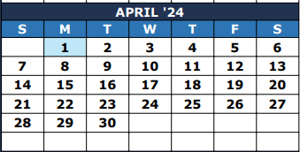 District School Academic Calendar for The Summit Intermediate for April 2024