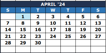 District School Academic Calendar for Fisher Elementary for April 2024