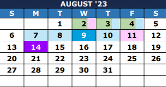 District School Academic Calendar for The Summit Intermediate for August 2023
