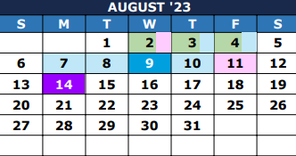 District School Academic Calendar for Miller Intermediate for August 2023