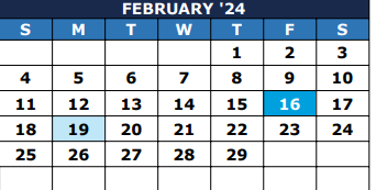 District School Academic Calendar for De Zavala Fifth Grade Center for February 2024