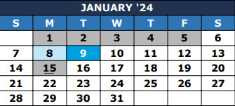 District School Academic Calendar for Excel Academy (jjaep) for January 2024