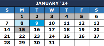 District School Academic Calendar for L P Card Skill Center for January 2024