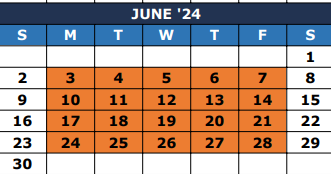 District School Academic Calendar for The Summit Intermediate for June 2024