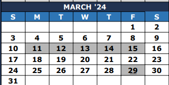 District School Academic Calendar for Pasadena Memorial High School for March 2024