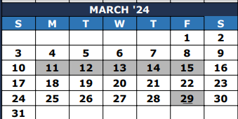 District School Academic Calendar for The Summit Intermediate for March 2024