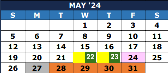 District School Academic Calendar for Earnesteen Milstead Middle School for May 2024