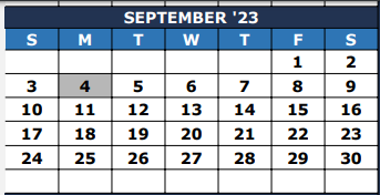 District School Academic Calendar for The Summit Intermediate for September 2023