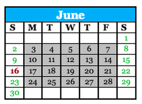 District School Academic Calendar for Gautier Elementary School for June 2024