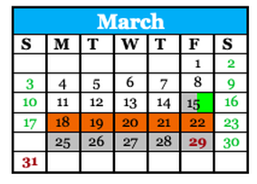 District School Academic Calendar for Gautier Elementary School for March 2024