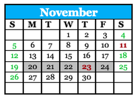 District School Academic Calendar for Gautier Elementary School for November 2023