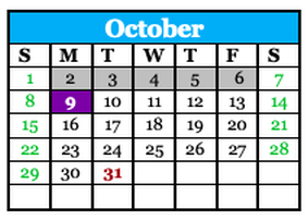 District School Academic Calendar for Gautier Elementary School for October 2023
