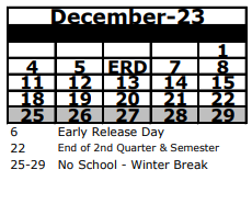District School Academic Calendar for Wesley Chapel Elementary School for December 2023